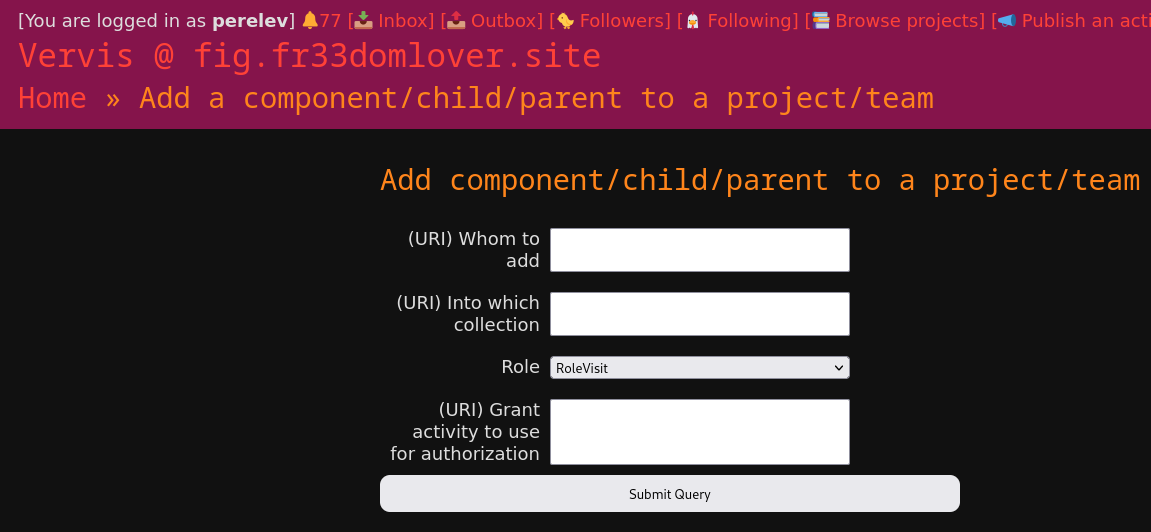 Empty form for adding a child project